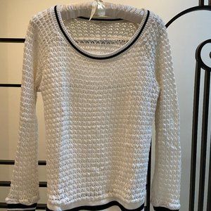 Ella Moss White Sweater with Black Trim